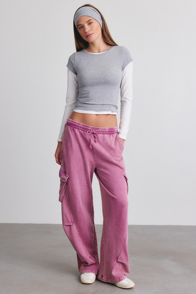 Out From Under Day To Day Baggy Cargo Sweatpants in Rose, Women's at Urban Outfitters