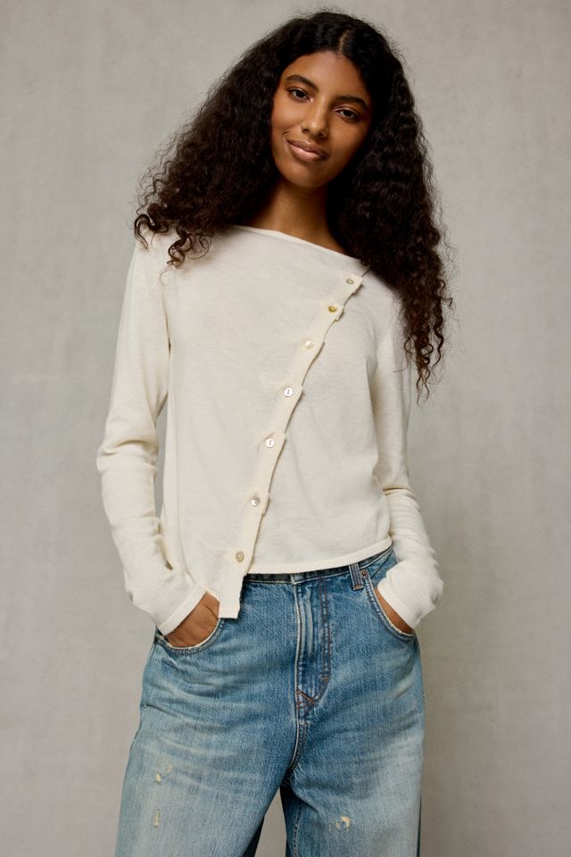 BDG Sutton Slanted Asymmetric Button Cardigan #3