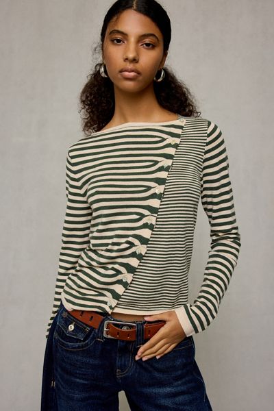 BDG Sutton Slanted Asymmetric Button Cardigan