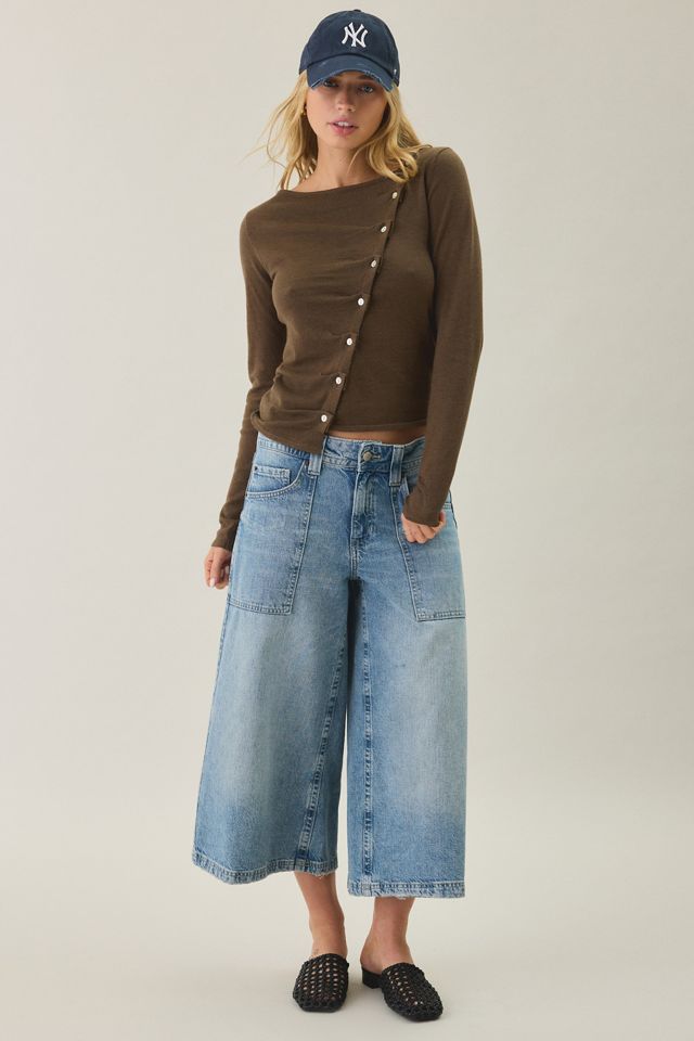 BDG Sutton Slanted Asymmetric Button Cardigan #3