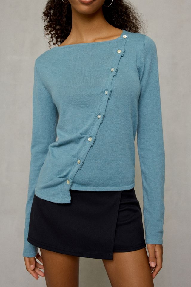 BDG Sutton Slanted Asymmetric Button Cardigan #1