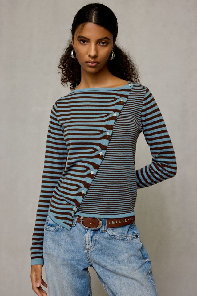 BDG Sutton Slanted Asymmetric Button Cardigan #3
