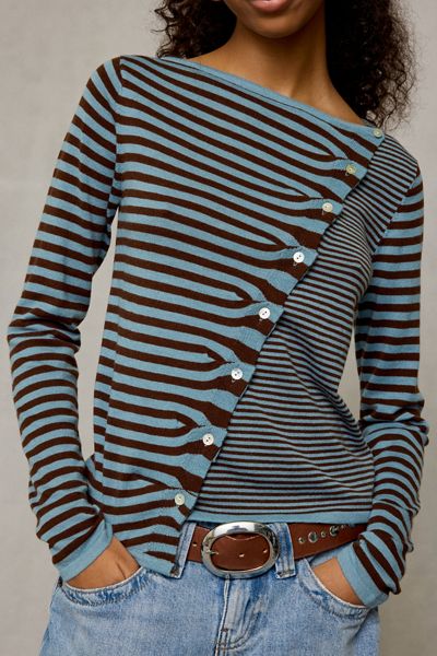 BDG Sutton Slanted Asymmetric Button Cardigan