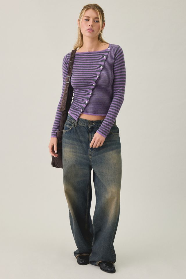BDG Sutton Slanted Asymmetric Button Cardigan #1