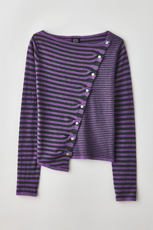 BDG Sutton Slanted Asymmetric Button Cardigan #4