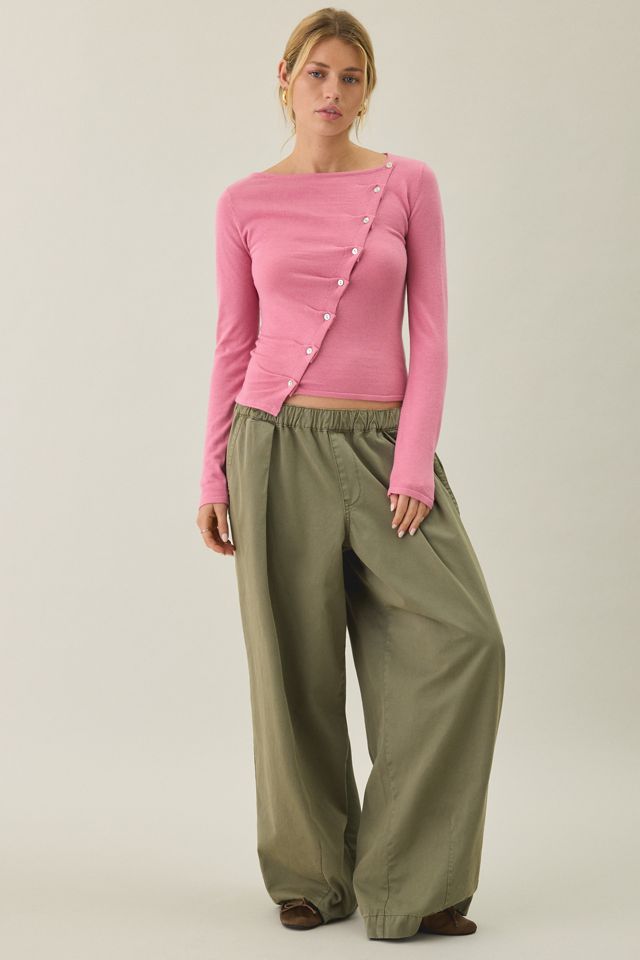 BDG Sutton Slanted Asymmetric Button Cardigan #3
