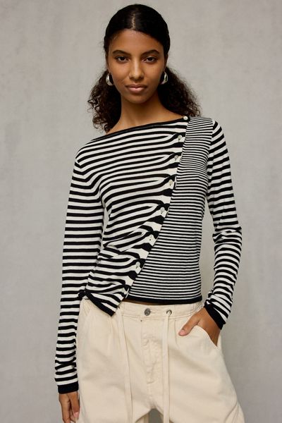 BDG Sutton Slanted Asymmetric Button Cardigan