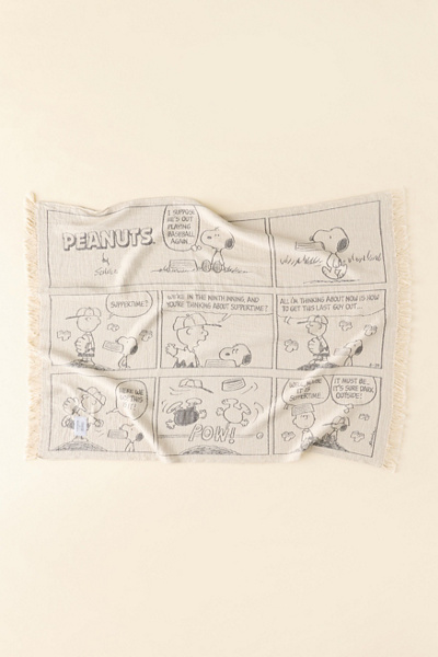 Maison Deux X Peanuts Baseball Comic Strip Throw Blanket
