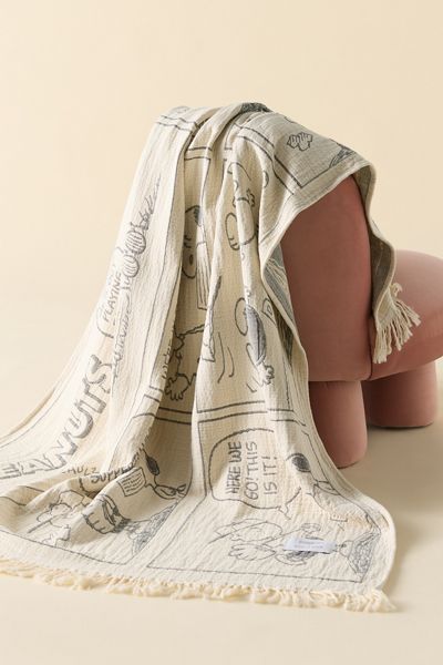 Maison Deux X Peanuts Baseball Comic Strip Throw Blanket