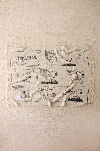 Maison Deux X Peanuts Snoopy Flight School Comic Strip Throw Blanket
