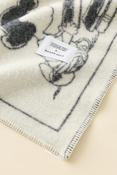 Maison Deux X Peanuts ZZZ Comic Strip Wool Fleece Throw Blanket