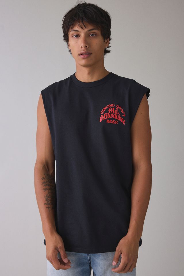 Old Milwaukee Football & Beer Graphic Muscle Tee #1