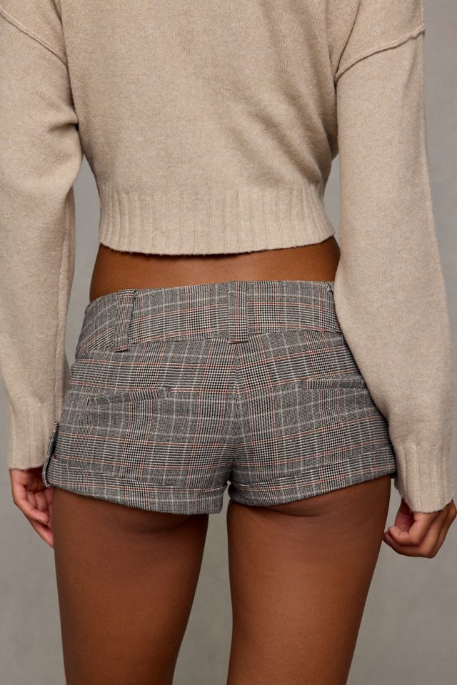 UO Rosie Tailored Check Low-Rise Micro Shorts #3