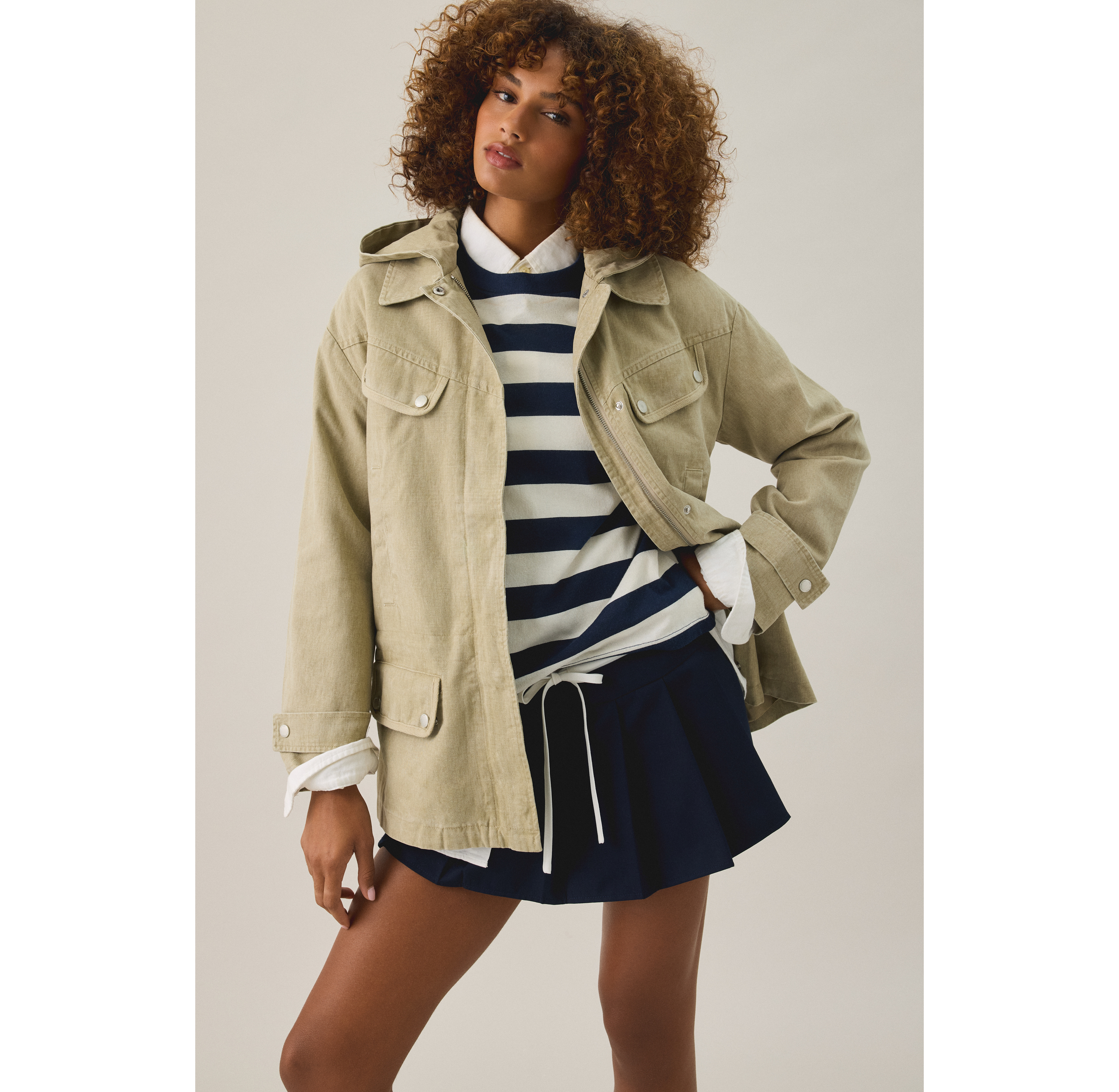 Avec Les Filles Hooded Cotton Field Jacket