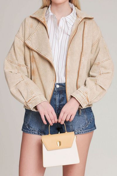 Alec Les Filles Layered Cotton Funnel Neck Bomber Jacket
