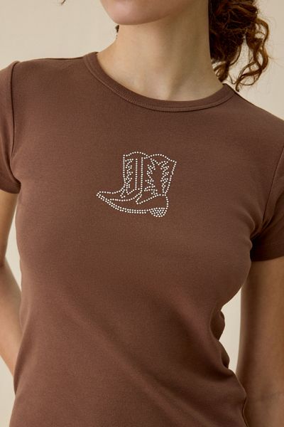 Cowboy Boots Rhinestone Graphic Baby Tee