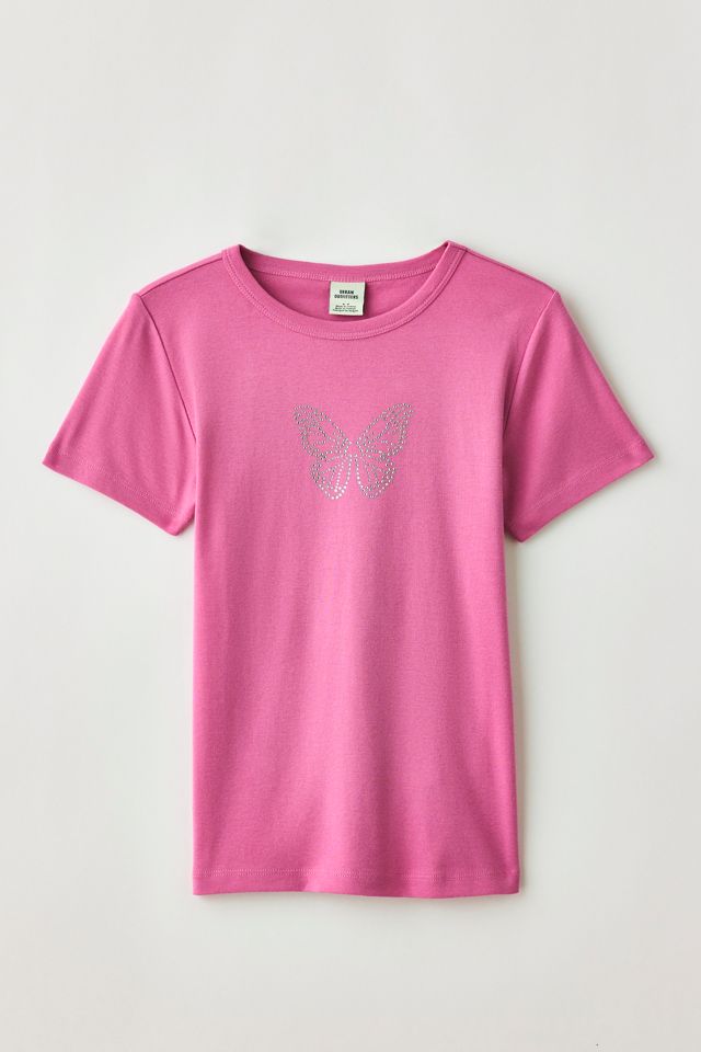 Butterfly Rhinestone Graphic Baby Tee | Urban Outfitters Canada