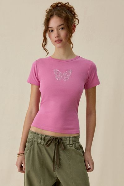 Butterfly Rhinestone Graphic Baby Tee