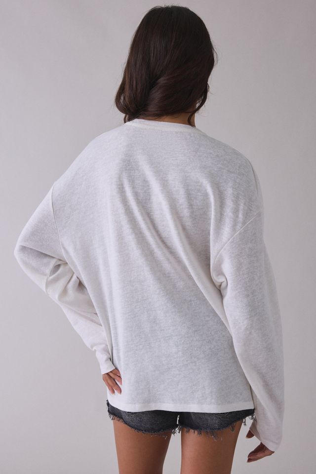 Stamped Skater Graphic Slub Knit Oversized Long Sleeve Tee #1