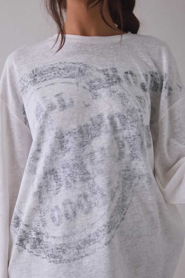 Stamped Skater Graphic Slub Knit Oversized Long Sleeve Tee #2