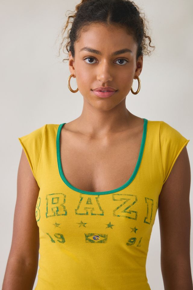 Brazil Graphic Scoop Neck Baby Tee #3