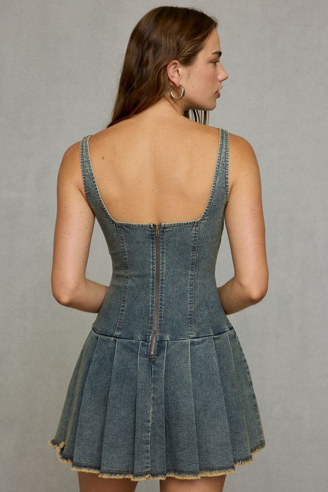 UO Nico Drop Waist Pleated Mini Dress #3