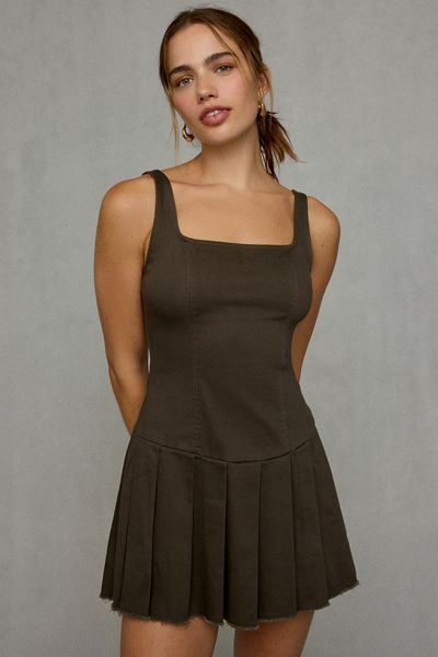 UO Nico Drop Waist Pleated Mini Dress