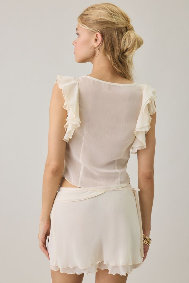 I.AM.GIA. Sapphire Sheer Chiffon Ruffle Tie-Front Top #2