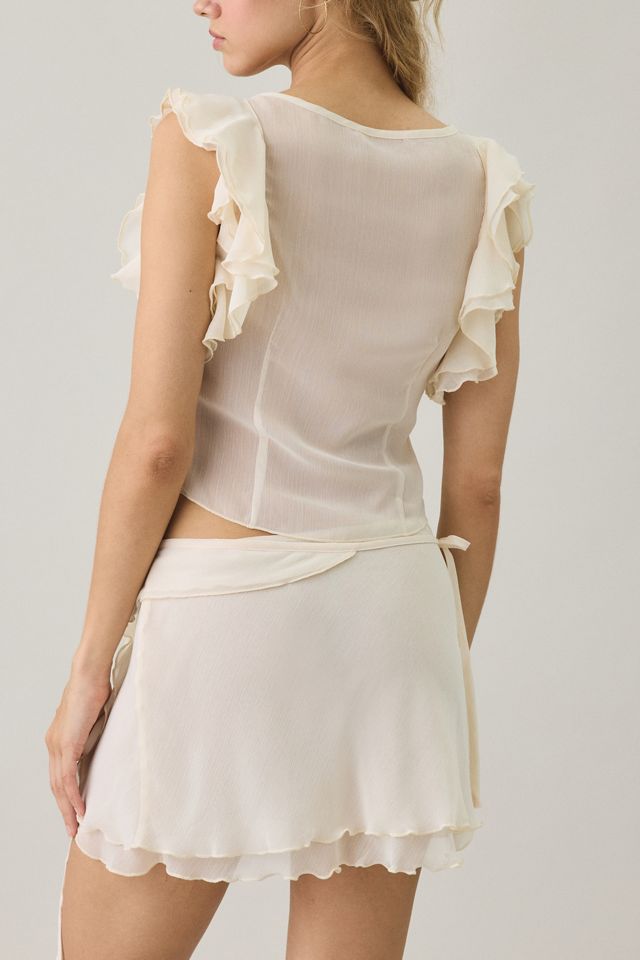 I.AM.GIA. Portia Side-Tie Ruffle Sheer Chiffon Mini Skirt #3