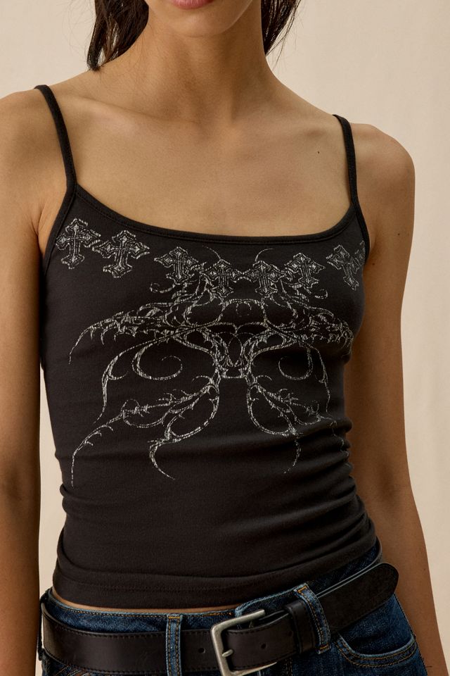 Grunge Tattoo Graphic Cropped Cami #2