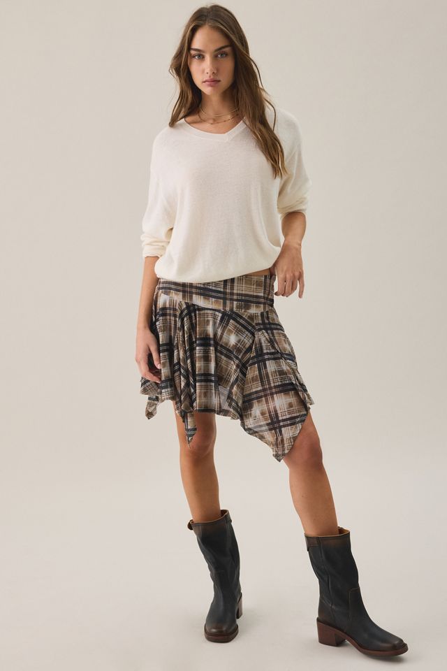 Another Girl Check Hanky Hem Mini Skirt #3