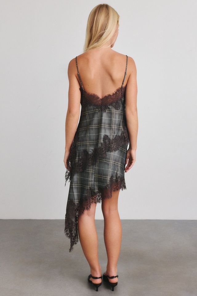 Another Girl Check It Asymmetric Lace Trim Satin Cami #4