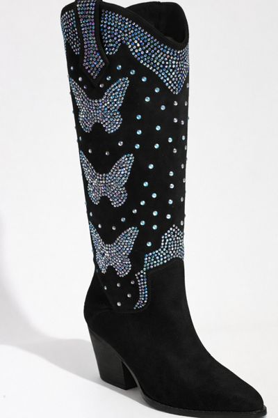 Sparkl Butterfly Rhinestone Cowboy Boots