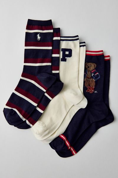 Polo Ralph Lauren Fall Bear Crew Socks 3-Pack