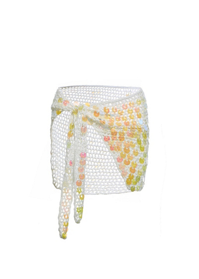 Sparkl Crotchet Sequin Sarong in White, Women's at Urban Outfitters