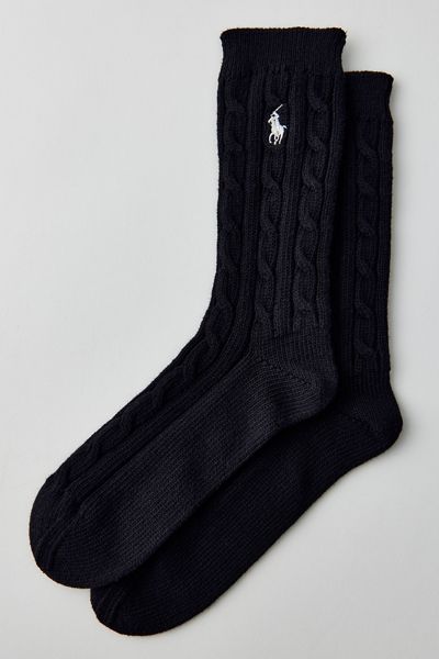 Polo Ralph Lauren Cable-Knit Cotton-Blend Socks