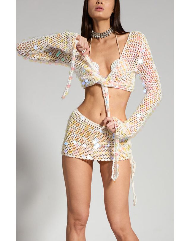 Sparkl Crochet Sequin Mini Skirt #1