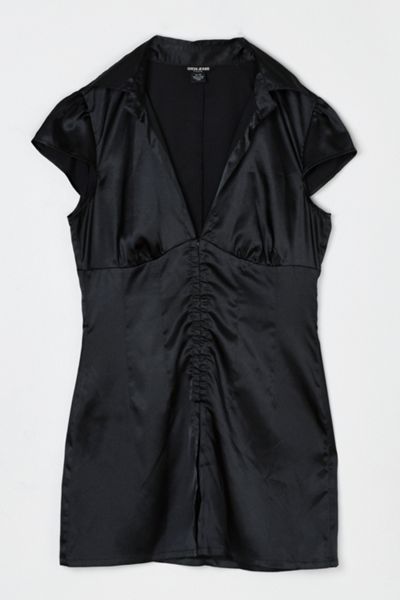 Vintage Y2k Ruched Black Satin Top