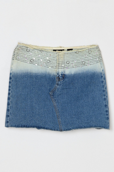 Vintage Y2k Beaded Denim Mini Skirt