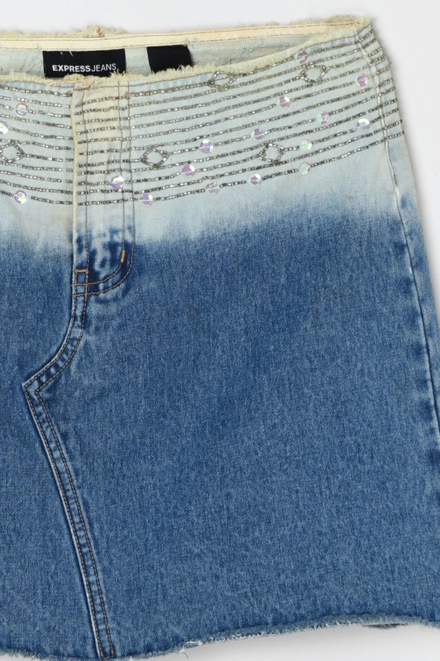 Vintage Y2k Beaded Denim Mini Skirt #1