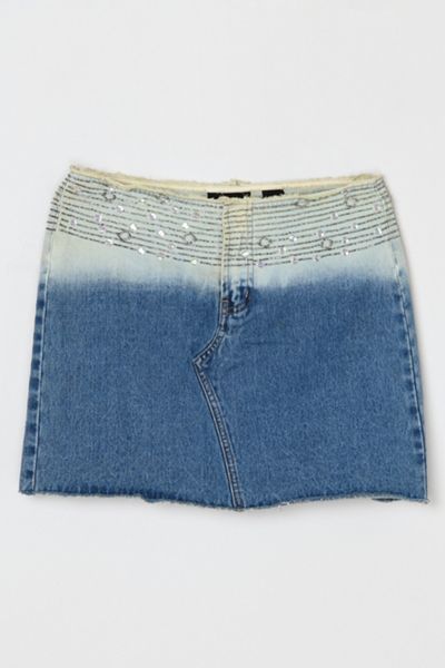 Vintage Y2k Beaded Denim Mini Skirt