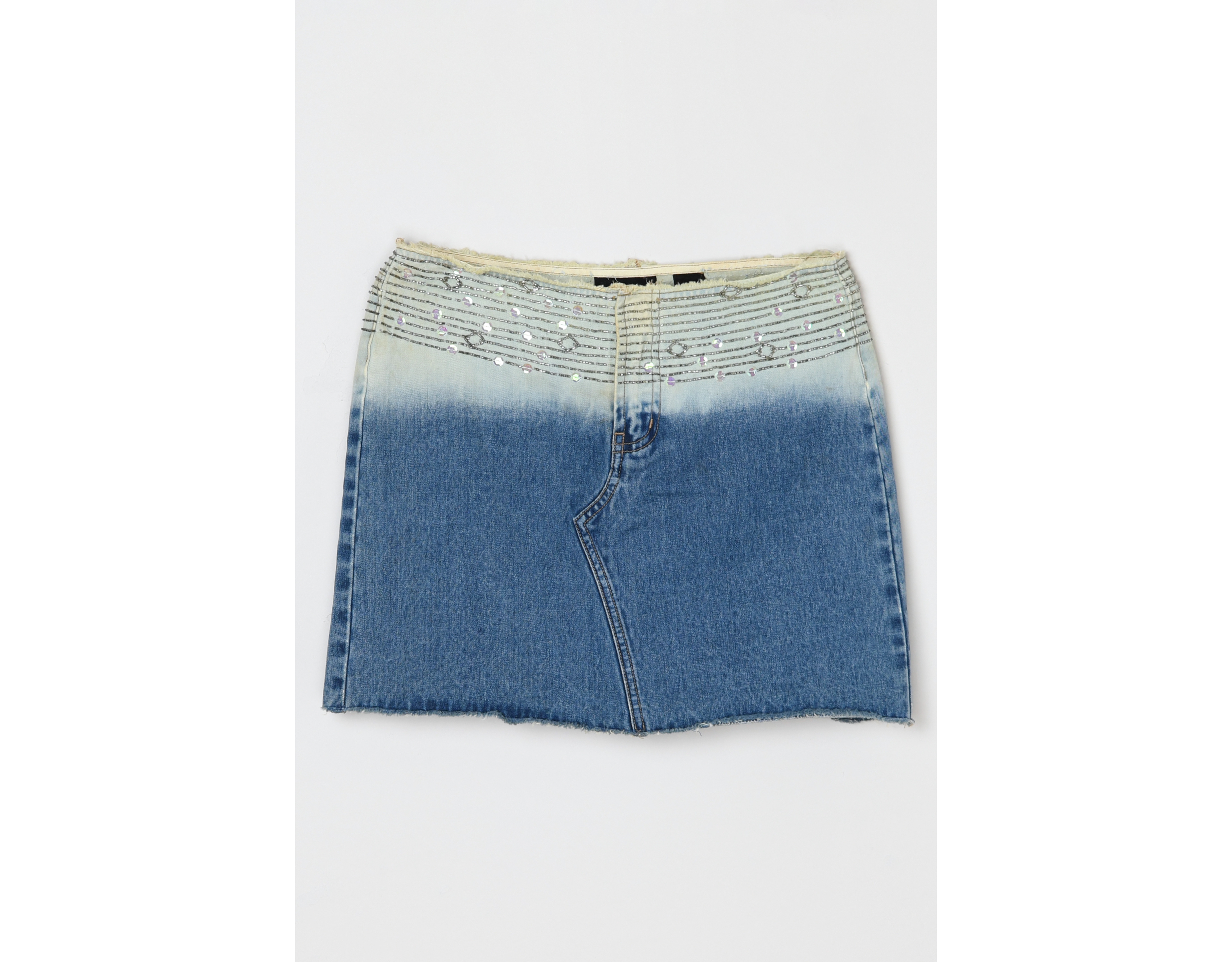 Vintage Y2k Beaded Denim Mini Skirt
