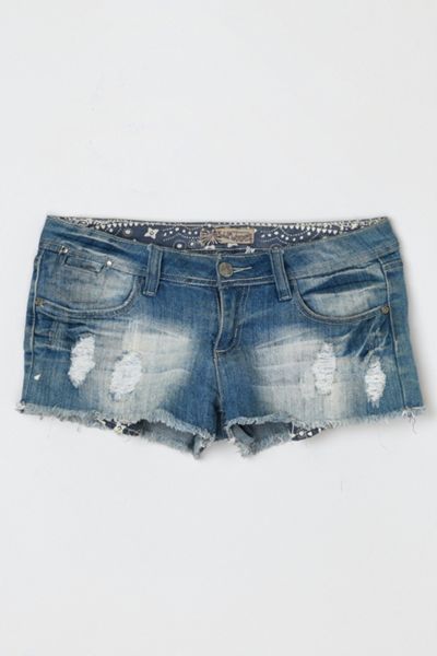 Vintage Y2k Wallflower Rippy Low-Rise Denim Shorts