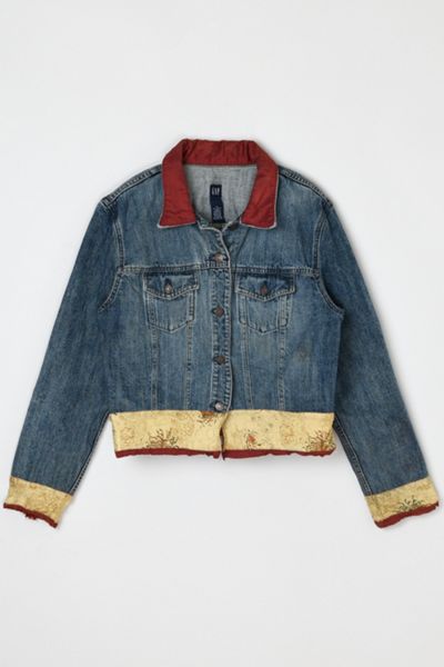 Vintage 90s Tapestry-Edged Denim Jacket