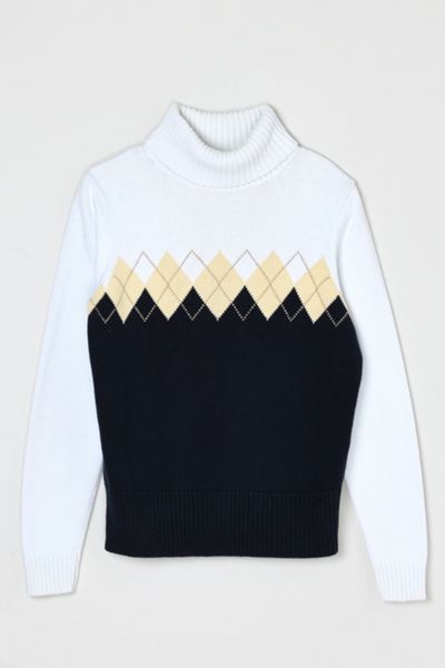 Vintage Y2k Argyle Knit Turtleneck Sweater