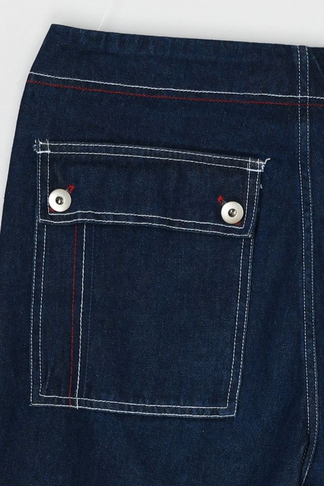 Vintage Y2k Dark Wash Contrast Stitched Cargo Rave Jeans #2