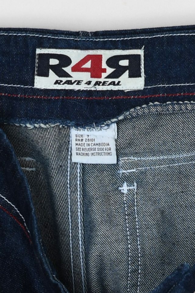 Vintage Y2k Dark Wash Contrast Stitched Cargo Rave Jeans #4