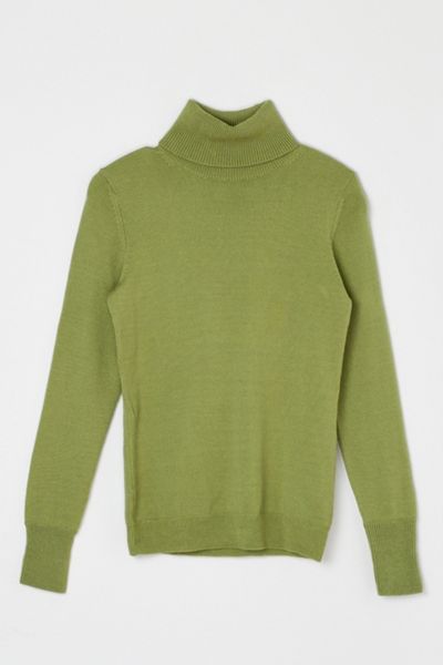 Vintage Y2k Light Green Merino Turtleneck Sweater