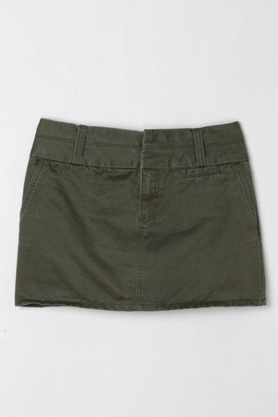 Vintage Y2k Dark Green Twill Mini Skirt