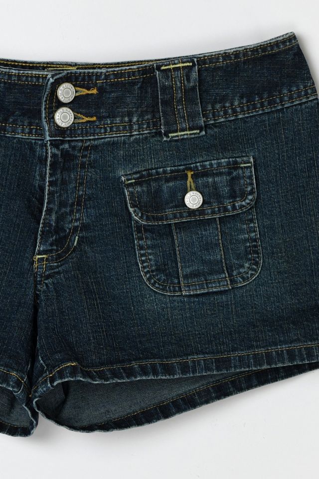 Vintage Y2k Dark Wash Low-Rise Denim Shorts #1